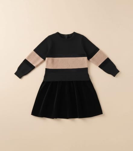 Image of Bold N Elegant Girls Winter Woolen Sweater Dress with Ruffles & Bow | Full Sleeve Woolen Warm Dress for Infant Toddler Baby Girls