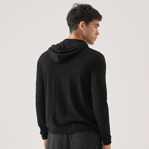 GreenMount Men's Lightweight Cashmere Hoodie Blend with Volcanic Ash Pullover Pocketless for Spring and Summer3