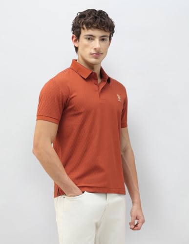 Image of U.s.Polo Association Men's Geometric Patterned Knit Slim fit Polo Shirt
