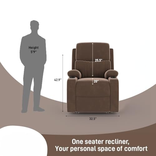 Image of Amazon Brand - Solimo Orleans | Single Seater Sofa Recliner | Manual Recliner (Velvet Brown)