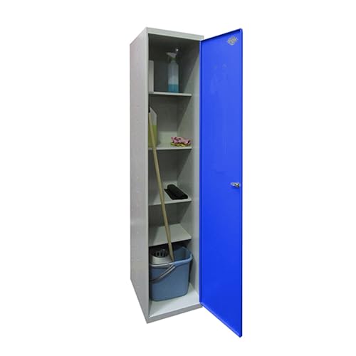 Simon Rack Armoire Métallique de Rangement 1800x400x400, 1 Porte, 4 Étagères, Charge 0 kg par Niveau, Gris/Bleu - Simonlocker