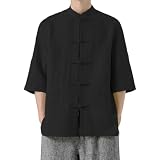 Tangzhuang Herren Baumwolle Leinen Hemden China Kostüm Kampfkunst Kung Fu Tai Chi Uniform Kurzärmelige Hemd Baumwolle Leinenhemd Traditionell Leinen Sommerhemd