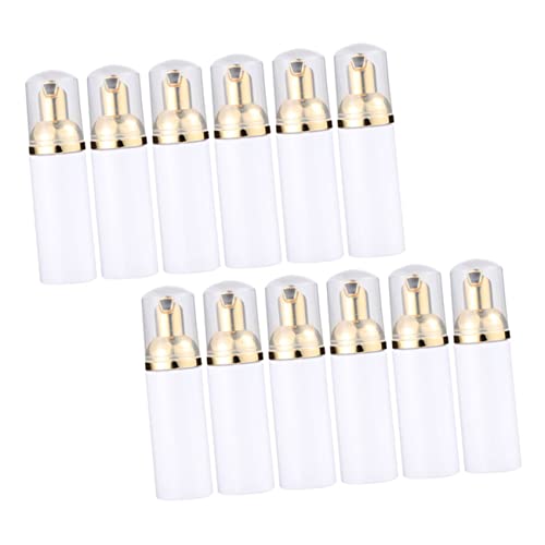 VINTORKY Lot de 12 Bouteilles Moussantes Visage Vides 30 ML Pet Plastique Pompe Dorée Voyage Réutilisable sans Fuite pour Soins Personnels