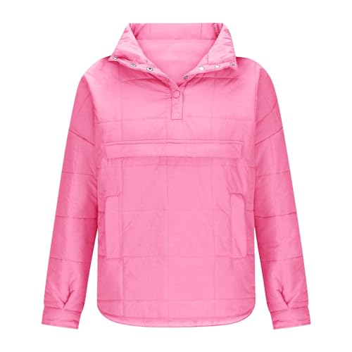 Quilted Jackets for Women Pullover Puffer Jacket Womens Quarter Button Lightweight Warm Winter Down Plus Size2