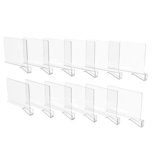 BTSD-home Shelf Dividers for Closet Organization Clear Acrylic Closet Separator for Wooden Shelves Closet Dividers for Shelf Organizer (6 Pack)