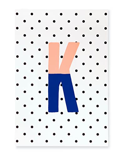 kate spade new york Initial Notepad, Paper Pad with 100 Blank Sheets, 7" x 4.75" Small Writing Pad for Desktop Notes, K (Blue)