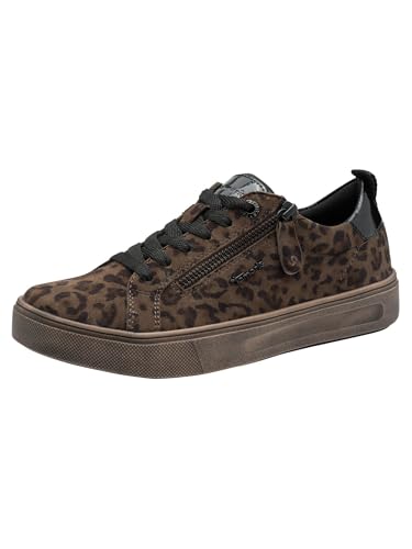 Tamaris Comfort Damen Sneaker flach mit Reißverschluss Freizeit, Mehrfarbig (Dark Leopard), 38 EU
