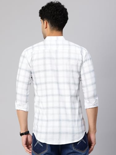 Image of Majestic Man Men's Pure Cotton Mandarin Collar Slim Fit Casual Shirt
