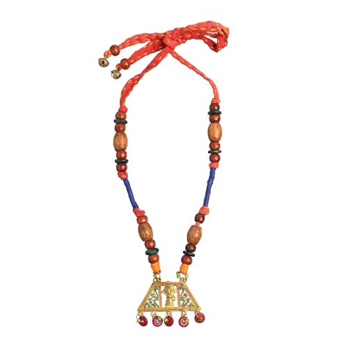 Image of AAKRITI ART CREATIONS Royal Empress Handcrafted Tribal Dhokra Necklace & Choker Collection | Artisan Ethnic Brass Jewelry with Oval & Square Designs, Amulet & Talisman Styles for Women
