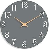 Roymnie Wall Clock 12 Inch, Modern Wall Clocks Battery Operated, Silent Non Ticking Clock Decorative for Living Room, Office, Bedroom, Home, School (Gray)