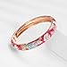 UJOY Fashion Cloisonne Bracelets Set Plated Enameled Jewelry Spring Hinged Metal Cuff Bangles Gift Box Packed 55A82-55A113 Pink Rose