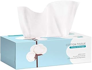 Winner Cotton Facial Tissue, Ultra Soft Baby Dry Wipe and Wet Wipe Use, Pure Cotton Facial Cleansing Cloths and Towelettes, Lint-Free Unscented Disposable Tissue, Softer Texture, 100 Counts