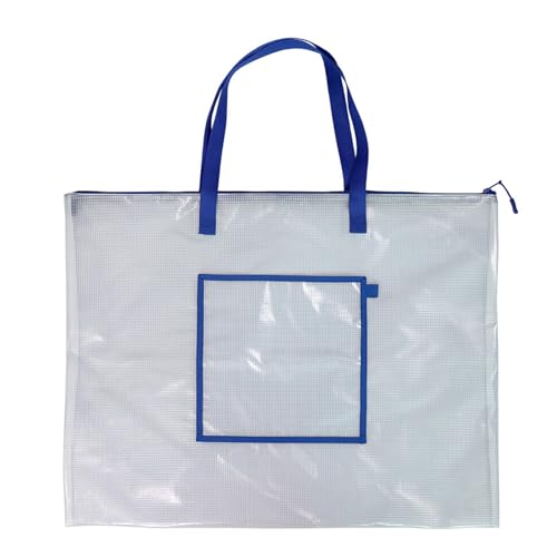 Bolsa de malla transparente para proyectos, organizadores de pósteres con asa de transporte, impermeable, para niños, artistas, pintores, documentos, bolsa para oficina