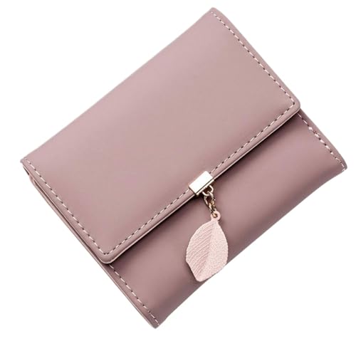Womens wallet Large Capacity PU Leather Card Holder Wallet for Women with Leaf Pendant Multi-Card Slot Business Card Organizer