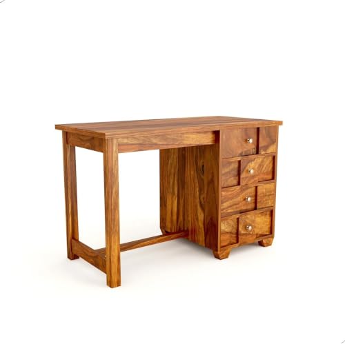 Image of Solid Sheesham Wooden Study Table & Desk with Drawer for Office and Home | Computer Laptop Table | Reading & Writing Desk | Laptop Desk (Honey F)