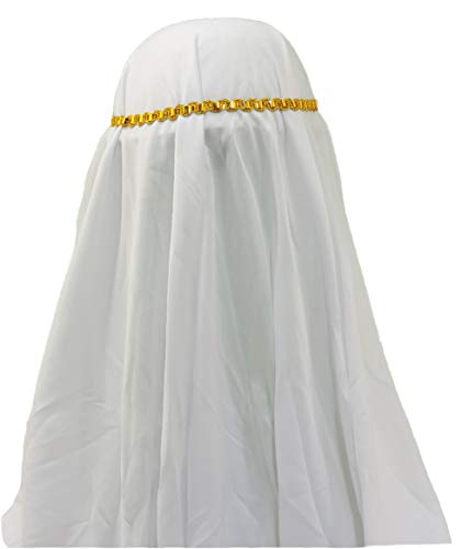 Loftus International Adult Aladdin Arabian Desert Prince Keffiyeh Hat w/ Gold Braid Accents ,One Size ,White - Thumbnail 3