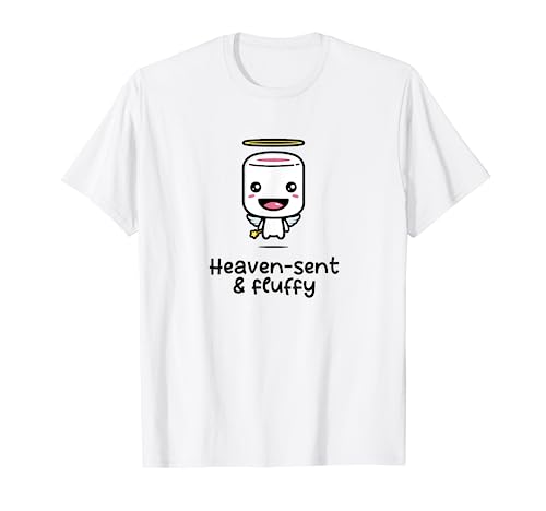 Heaven-sent and Fluffy · T-shirt engraçada Marshmallow, Branco