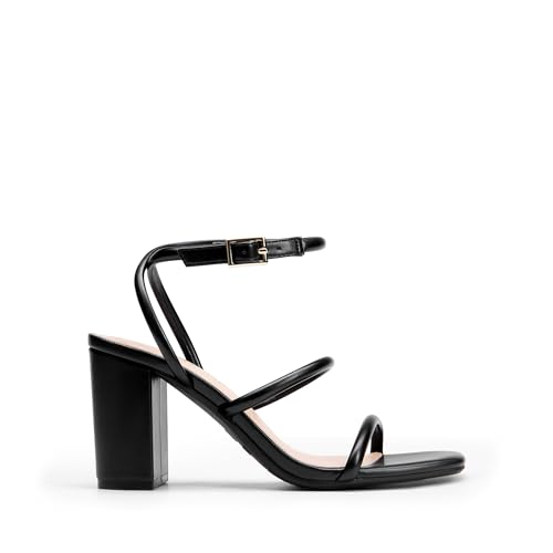 Image of DREAM PAIRS Women Heels Chunky Square Open Toe Strappy Ankle Strap Block High Heeled Sandals for Dressy Wedding Comfortable Shoes