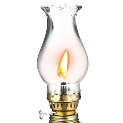 OSALADI Abat-Jour En Verre Transparent Pour Lampe À Huile Vintage Avec Brûleur Stable Kit De Remplacement Abat-Jour Cylindrique Pour Lampe À Pétrole...