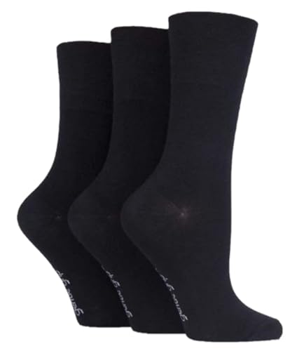 Sock Shop Gentle Grip | 3-Pack Bamboo Crew Socks | Soft, Anti constriction/Non-Binding Fit | Business and Casual | Black | Women’s UK 4-8 / US 5-9 / EU 37-42