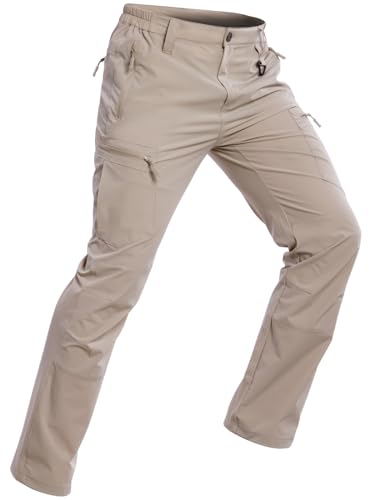 NAVEKULL Men's Lightweight Hiking Pants Quick Dry Stretch Fishing Tactical Work Pants with Zipper Pockets