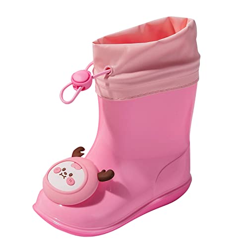 Rain Shoes for Children Lined Rubber Sole Boys and Girls Lightweight Rain Boots Waterproof Non Slip Drawstring Shoes