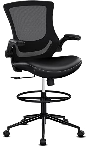 Misolant Drafting Chair, Tall Office Chair for Standing Desk, Standing Desk Chair Office Chair with Adjustable Lumbar Support and Footrest, PU Leather Chair Office Drafting Chair Misolant Drafting Chair, Tall Office Chair for Standing Desk, Standing Desk Chair Office Chair with Adjustable Lumbar Support and Footrest, PU Leather Chair Office Drafting Chair