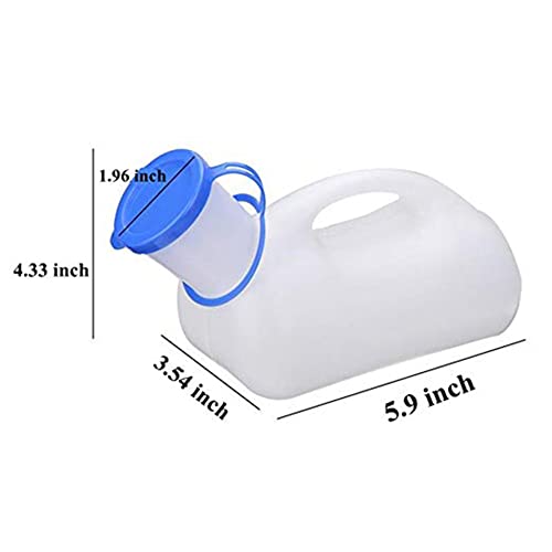 Unisex Potty Urinal for Car, Toliet Urinal for Men and Women, Bedpans Pee Bottle, with a Lid and Funnel, Car Toilet Mobile Toilet Portable Urinal for Camping Outdoor Travel (White) NJJ - Thumbnail 2