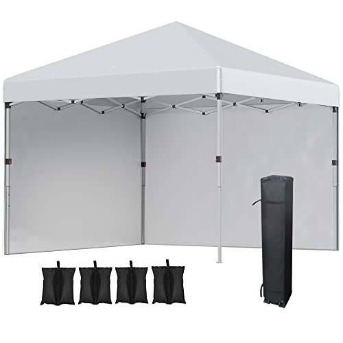 Outsunny Pergola pieghevole pop-up da giardino regolabile in altezza barnum protezione UV 30+ 2 pareti laterali - borsa di trasporto inclusa - per feste, eventi all'aperto - 297 x 297 x 288 cm grigio