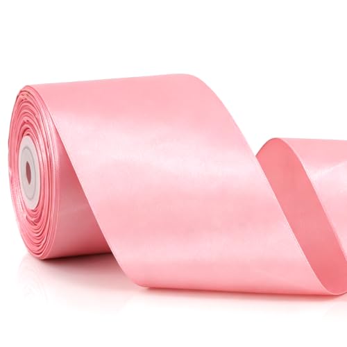 TONIFUL 3 Inch x 25 Yards Rose Gold Satin Ribbon Solid Gift Wrapping Ribbon