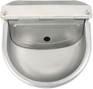 NATGAI Automatic Stainless Steel Waterer Bowl with Float Valve Water Trough Farm Grade for Horse Cattle Goat Sheep Dog
