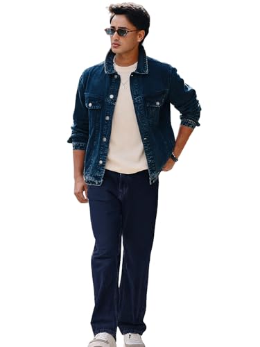 Urbano Fashion Men's Loose Mid Rise Blue Jeans Dark Blue - Image 2