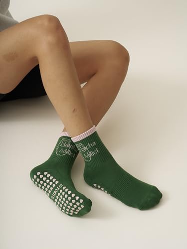 Image of Shapes Studio Half Calf Grip Socks, Cute Fruit Pilates Socks, Ruffle Socks, Non-Slip for Barre Yoga