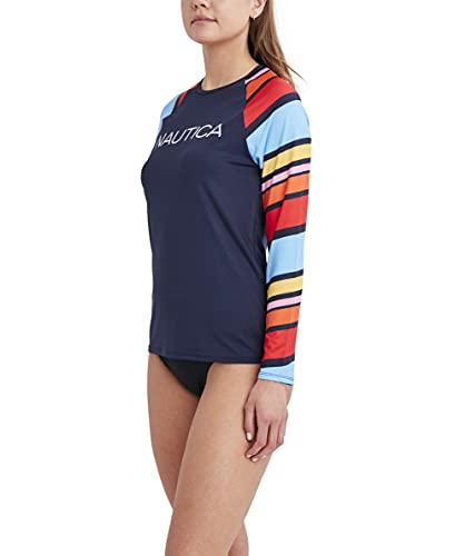 Image of Nautica Women's Long Sleeve Rashguard - Quick-Dry, UPF Protection, Swim Shirt, Pool, Beach, Hiking, Yoga, Volleyball