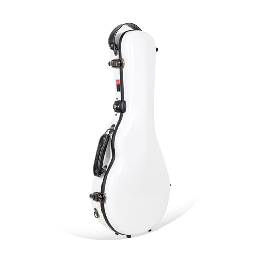Image of Crossrock Case - Fiberglass Mandolin Case - Fits Both A & F Styles - Padded Straps, Accessory Compartment, Fixed & Removable Padding - Includes TSA Lock - White