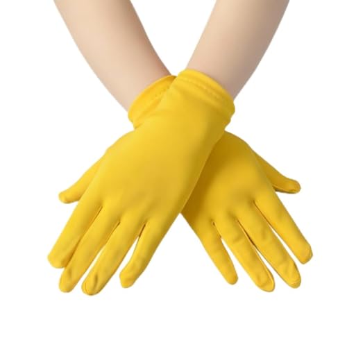 JOMOCARE Spandex Opera Gloves 1920s Flapper Accessories Stretchy Gloves for Party Halloween cosplay 9 inchs 23 cm (Yellow 1 pair)