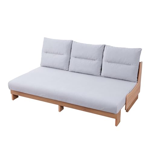 【オンライン限定】 大川家具 モーブル 日本製 ごろ寝 ソファ ベッド ハイバック ペットフレンドリー 完成品 200cm 開梱設置無料 ナチュラル×ライトグレー ヴィンセント