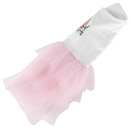 Unicorn Adorable Floral Cat Dress Tutu Dog Clothes For Summer, Pink Small 10" Back Length #TOP2