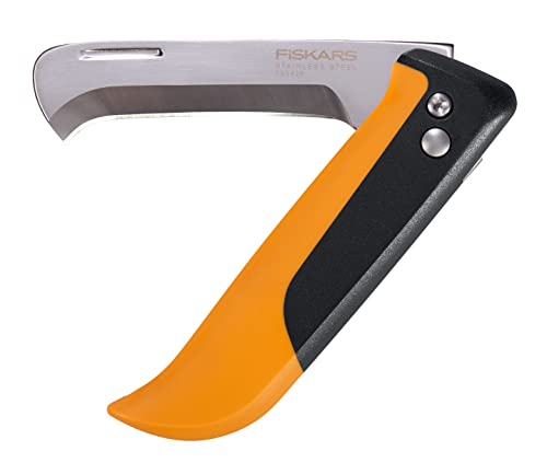 Fiskars Klappbares Obst- und Gemüsemesser, Zur Ernte, Gesamtlänge: 17,8 cm, Rostfreier Stahl/Kunststoff, Schwarz/Orange, X-series, K80, 1062819