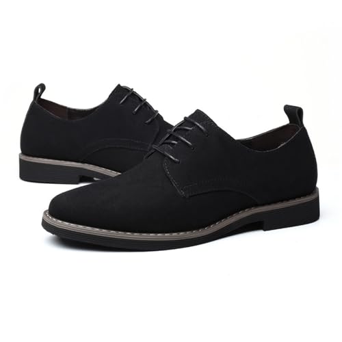 Men's Suede Dress Oxfords Shoes Fashion Hand Stitched Round-Toe Lace up Low Top Nubuck Leather Casual Shoes Classic Business Formal Derby Shoes4