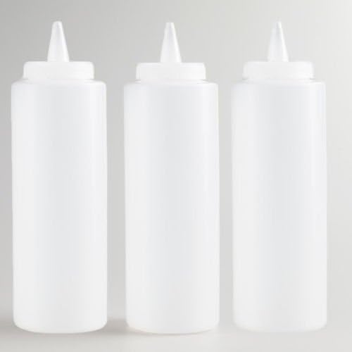 12 oz Clear Plastic Squeeze Bottle 3pk Condiment Dispenser Ketchup Mustard Sauce