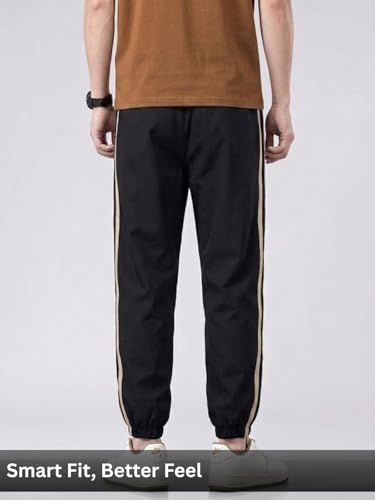 Image of Leriya Fashion Track Pants for Man | Joggers Pant for Men Cotton Side Stripe Drawstring Regular Fit | Lower Fors Man, Gym Pants Fors Men, Airport Outfit Mens with Sporty Daily Comfort