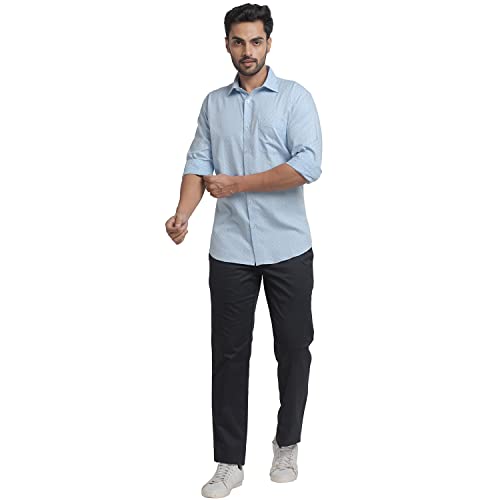 Image of Park Avenue Men's Full Sleeve Slim Fit Medium Green Formal Shirt
