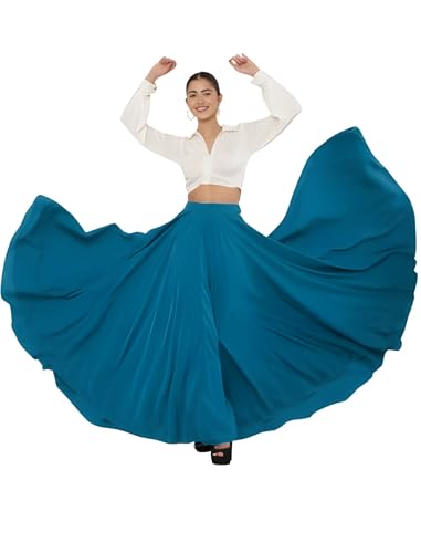 Image of JYESHTA Women's American Crepe Flared A Line Stitched Long Skirt with 12 Mtr Flare 40 in Height | Skirts for Women Long Length | Long Skirts for Girls