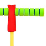 Teenpull Kijek pogo dla dzieci, 50 cm, tworzywo sztuczne, zielony, czerwony, żółty, z antypoślizgowym uchwytem i elastycznym drążkiem do skakania, do równowagi, koordynacji, fitnessu, ruchu w ogrodzie