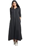Zeagoo Womens Zip up Hooded Lightweight Long Sweatshirt Robe with Pockets, Charcoal Grey, XX-Large