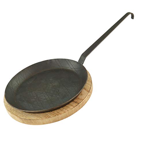 Markenlos Set di padelle in ferro battuto con gancio manico in tenendo. Misure e set, Acciaio INOX, Typ3+B-1er