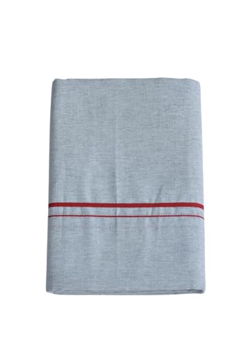 Image of Pure Cotton Dhoti for Men (1.28 x 1.87 m) | Solid Panchalu with Varied Small Color Border | Kerala Cotton Veshti, Khadi Dhoti | Lightweight Pooja & Temple Wear