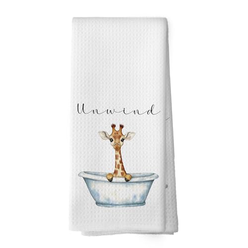 Mcehtle Giraffe Bathroom Hand Towels, Giraffe Gifts for Women Hand Towel for Bathroom Decor, Funny Wild Animal Decorative Towels for Washroom Toilet 16x24 Inch