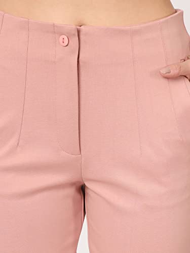 Image of BEATNIK Poly Knit Fitted Beige Womens Trousers